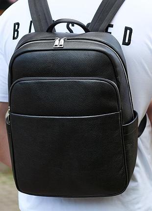Кожаный мужской рюкзак классический черный из натуральной кожи качественный tiding bag 78672