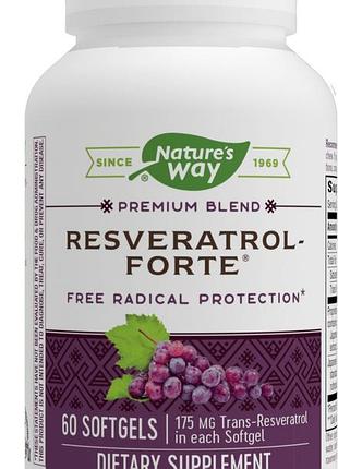 Ресвератрол-форте, resveratrol~forte, nature's way, 175 мг, 60 гелевих капсул