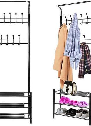 Вішалка - стійка підлогова для одягу та з полицею для взуття ruhhy 15744 польща