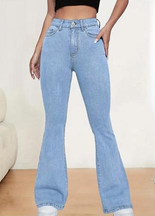 Голубые эластичные брюки клеш размер 14