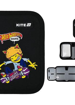 Пенал без наполнения kite hot wheels skate hw25-622-2, 1 отделение, 2 отворота