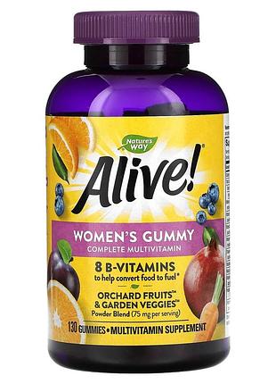 Nature's way, alive! комплексна мультивітамінна домішка для жінок, ягідний смак, 130 жувальних цукерок