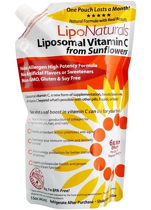 Lipo naturals, ліпосомальний вітамін c із соняшника, 443 мл (15 унцій)