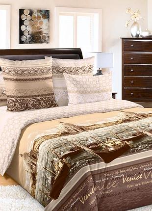 Постельное белье перкаль венеция бежевый семейный