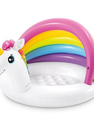 Детский надувной бассейн единорог с навесом