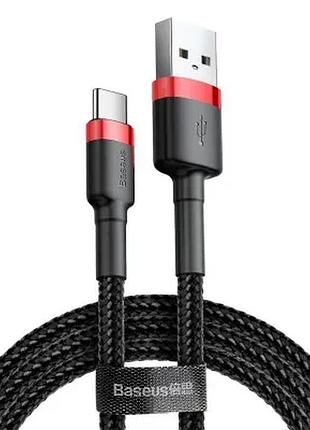 Кабель синхронізації даних baseus сafule cable usb for type-c 2a 2m red-black (catklf-c91)