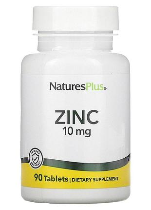Цинк в таблетках, zinc, nature's plus, 10 мг, 90 таблеток