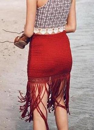 Юбочка с бахромой  h&m красная