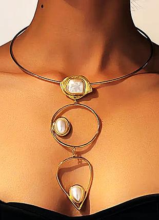 Бижутерия стильный чокер с длинной подвеской