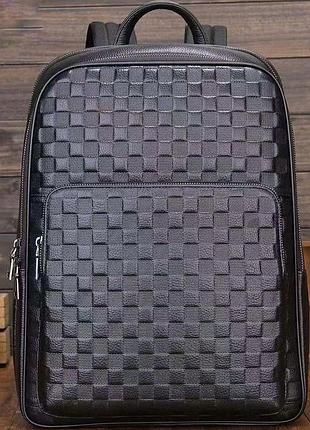 Рюкзак мужской кожаный. черный городской рюкзак для ноутбука и документов tiding bag 13292