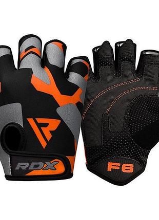 Рукавички для фітнесу rdx f6, чоловічі, xxl (обхват 26> см), спандекс, помаранчеві - комфорт і захист для тренувань