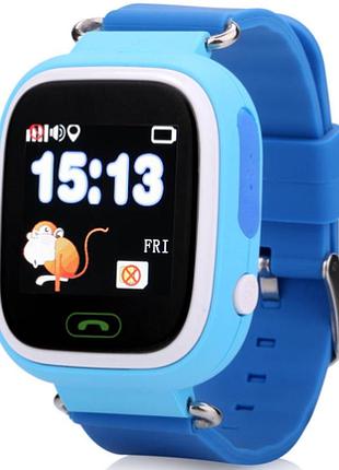 Детские смарт часы с gps трекером baby watch q90 голубые
