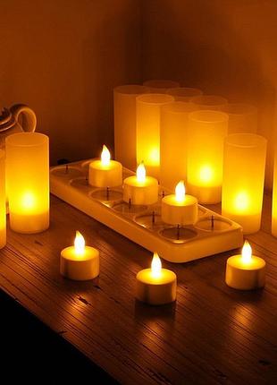 Светодиодные led свечи "чайные" с аккумулятором (набор 12 шт)