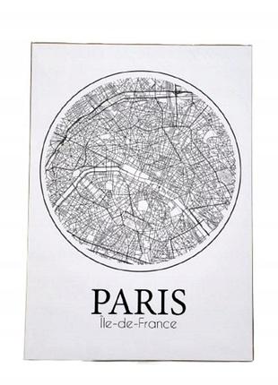Большой плакат карта парижа и иль-де-франс 50 x 70 см