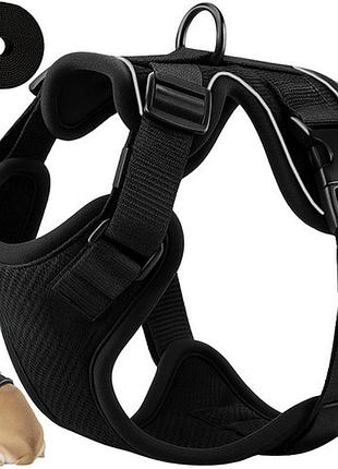 Шлейка для средних пород собак и кошек без давления с поводком, светоотражающая, регулируемая xs purlov 26869 польша
