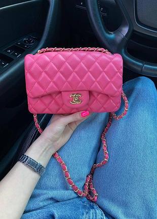 Женская сумочка chanel, кожаная сумка через плечо розовая шанель