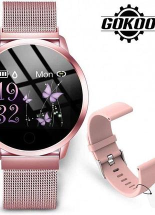 Смарт-часы gokoo smart watch q8 new, с функциями контроля здоровья, с экраном 1.1", розовые