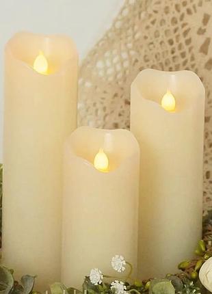 Светодиодные свечи koopower, из парафина, с имитацией пламени, с пультом, с таймером, комплект 3 шт.