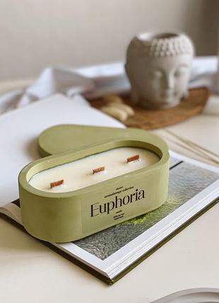 Cоевая свеча с эфирными аромамаслами в гипсовом кашпо mono m с крышкой tropical forest