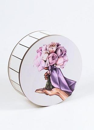 Подарочная коробка круглая "праздничный букет" маленькая