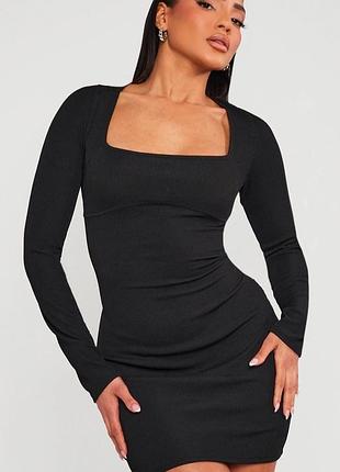 Новое маленькое черное платье, мини платье по фигуре в рубчик от pretty little thing.