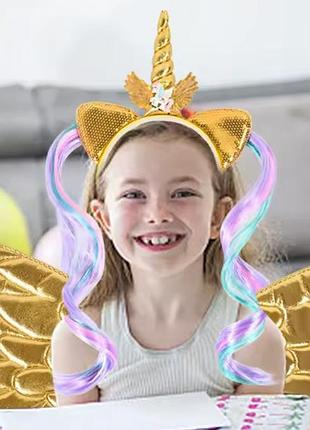 Детский обруч единорог 12 см желтый