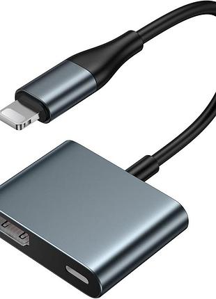 Цифровий аудіо-відео адаптер lightning до hdmi 1080p hd video hdmi sync screen та аудіо кабель з портом для зарядки