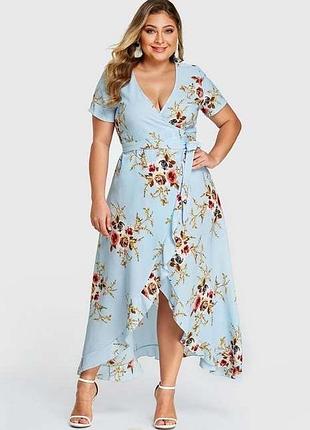 Нова максі сукня на запах shein у квітковий принт великого розміру, батал