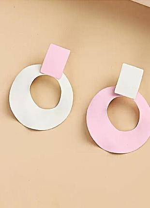 Серьги женские розовые-белые