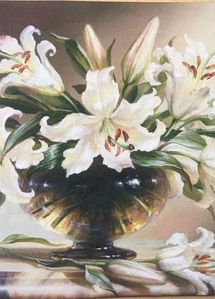 Схема для вышивки лентами,гладью лилии. тм шелковый сад