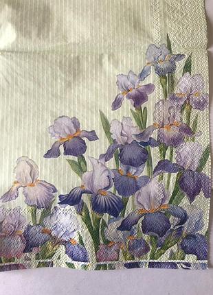 Серветка декупажна 33*33см іриси.квіти. 3 шари, тм каtrin