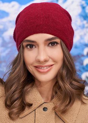 Женская шапка из ангоры "зои" (4982) бордовый