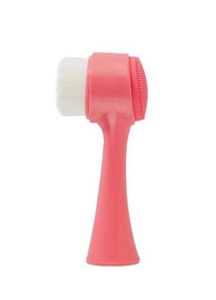 Двухсторонняя щетка для умывания лица cien, 13х5х4 см, розовый цвет