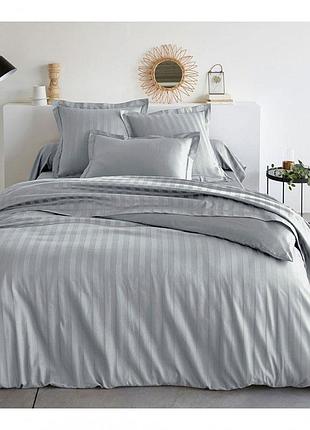 Постельное белье grey elite сатин страйп meriset - семейный на резинке евро
