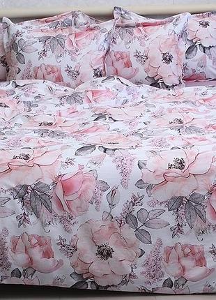 Полуторный комплект люксового постельного белья 100% хлопок (турция) с компаньоном (1,5-сп.) pt-020