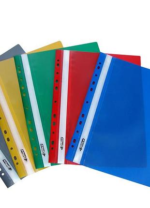 Папка-скоросшиватель., а4, прозрачный верх, с перфорацией, 4-270, 4office розовый