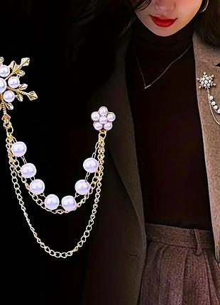 Брошь женская с подвеской