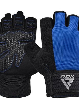 Перчатки для фитнеса rdx w1 half plus, мужские, xl (охват 24-25 см), хлопок/нейлон, синие - комфорт и защита