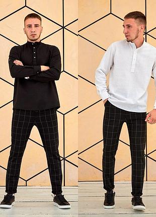 Комплект брл (брюки+ рубашка лен) чёрный s