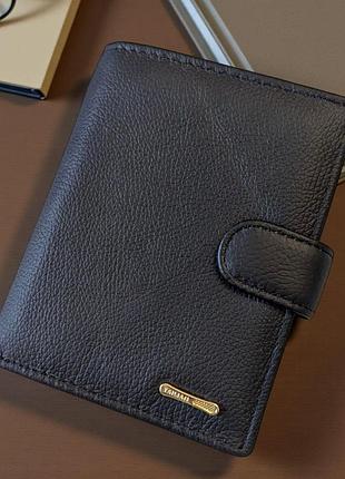 Кошелек кожаный мужской вертикальный портмоне на кнопке tailian 12х10 см