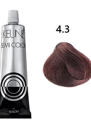 Краска тонирующая безаммиачная для волос keune semi color 4.3 medium golden brown 60 мл
