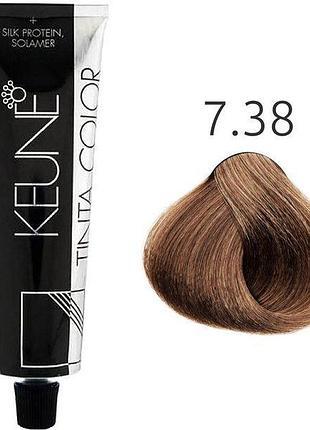 Устойчивая краска для волос keune tinta color 7.38 medium hazelnut blonde 60 мл