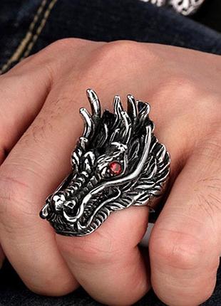 Чоловічі каблучки з головою дракона у стилі панк-рок розмір 19 20 21