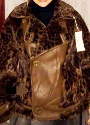 Шуба эконорка леопардовая