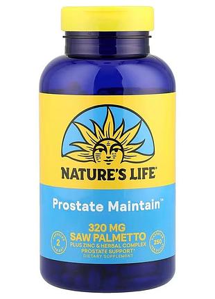 Підтримка простати 600+, prostate maintain, nature's life, 250 вегетаріанських капсул