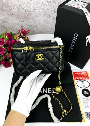 Женская сумка chanel black, кожаная, черная сумочка шанель / жіноча сумка з натуральної шкіри
