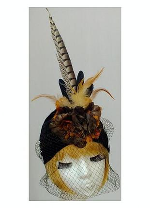 Женская шапка чалма, тюрбан чёрная карнавальная на ретро вечеринку.