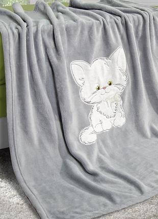 Плед детский из микрофибры (флиса) ярослав 85х100 см dp_04_серый