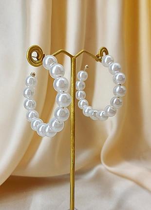 Сережки женские кольца в бусинах