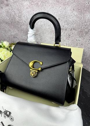 Сумка кросс боди женская coach black, кожаная, черная сумочка коуч / модные женские сумки